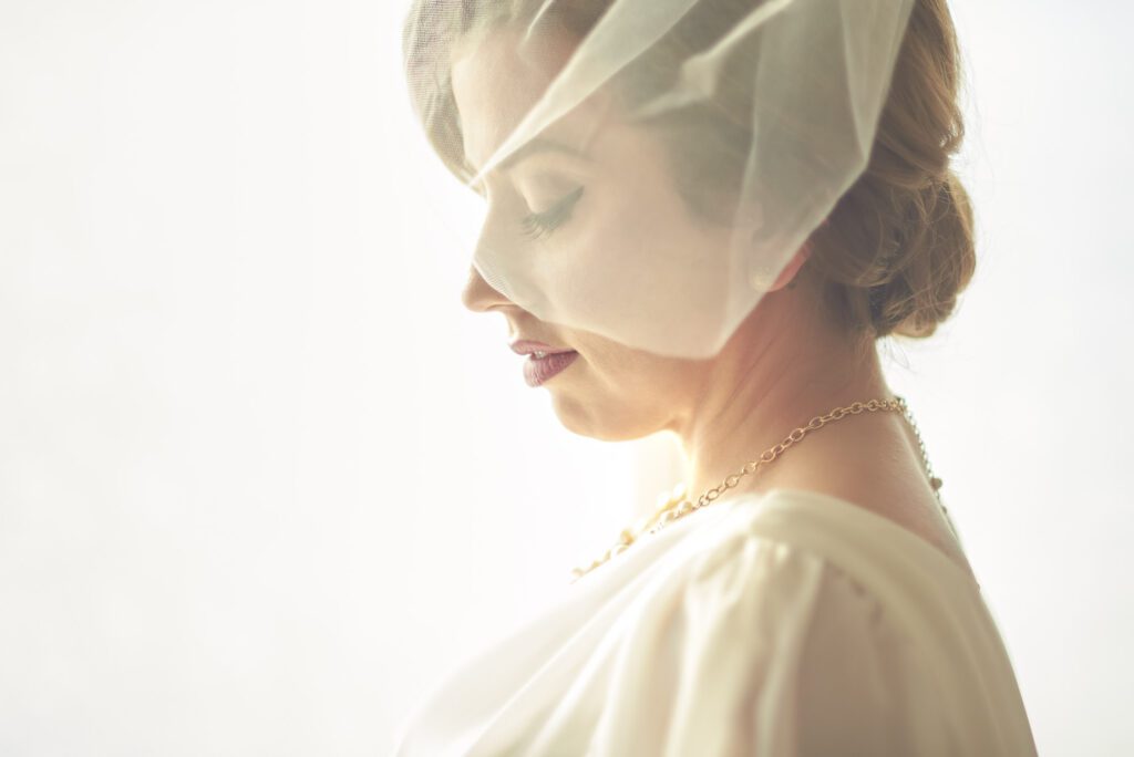 backlit bridal portrait