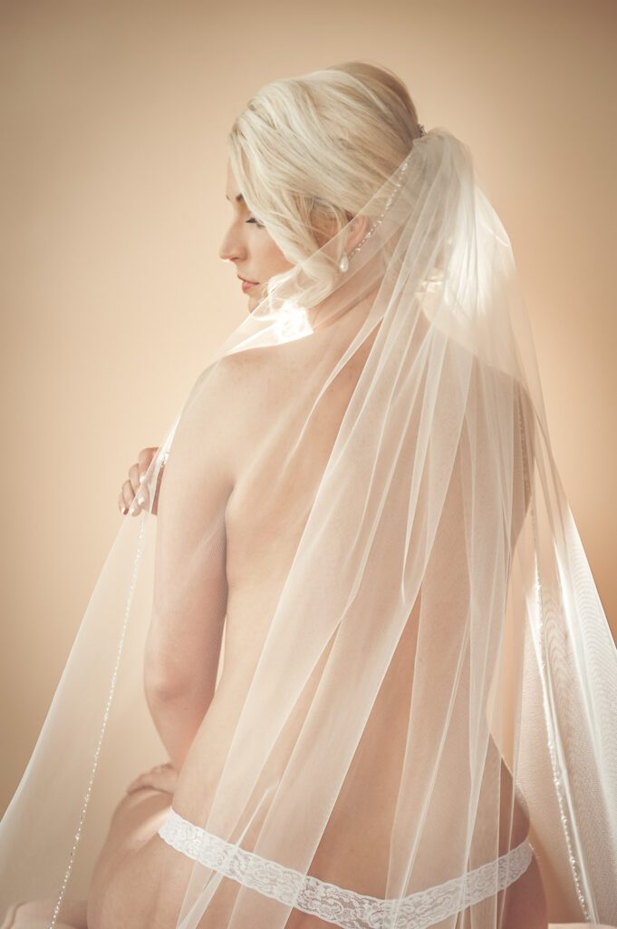 blonde bridal budouir portrait