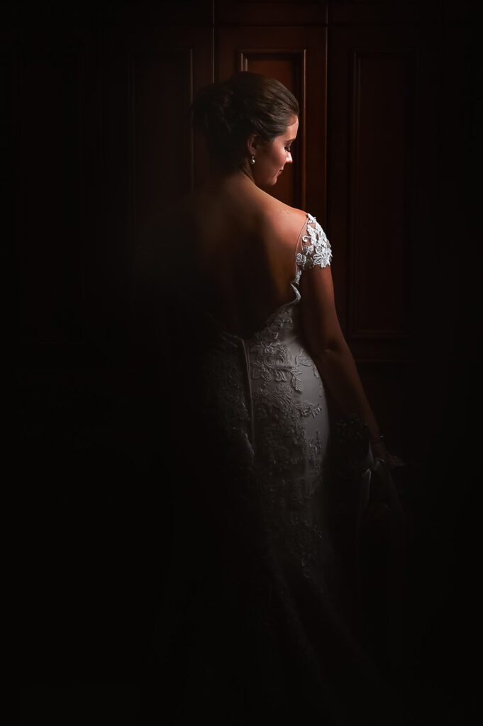bride looking over shoulder