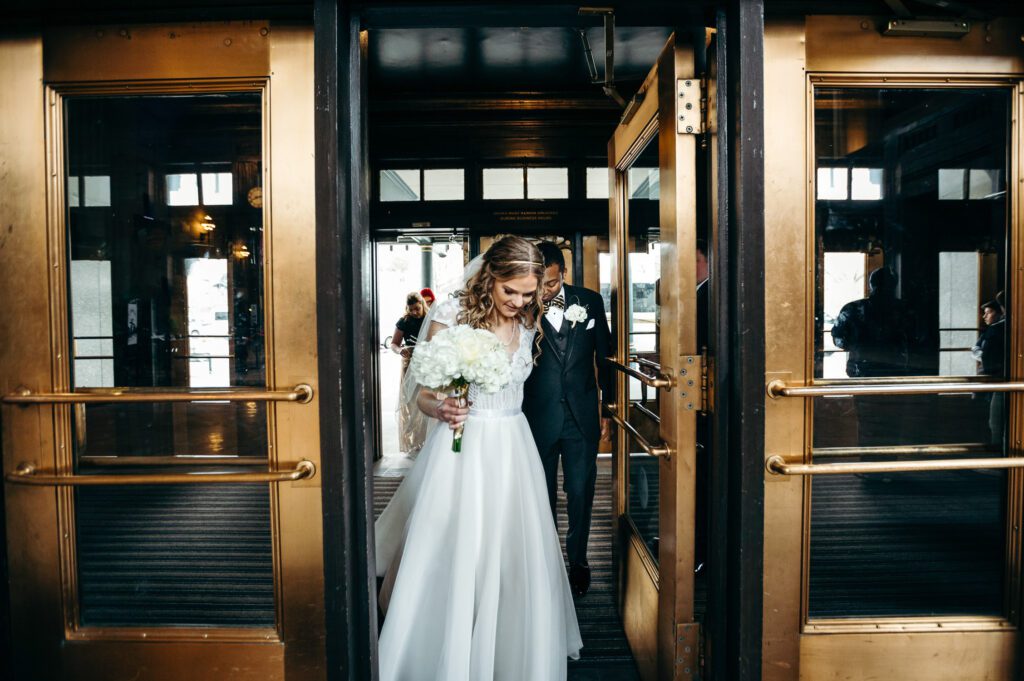 Kansas City bride and groom at Union Station