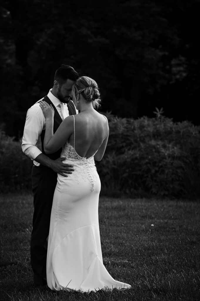 private moment of bride and groom