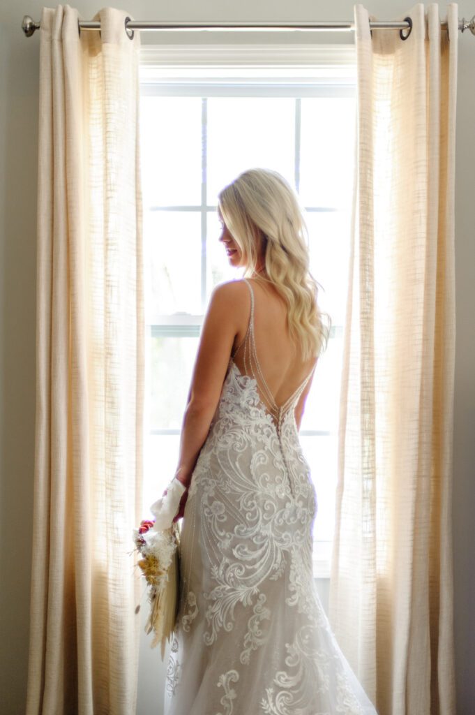 bride in a window