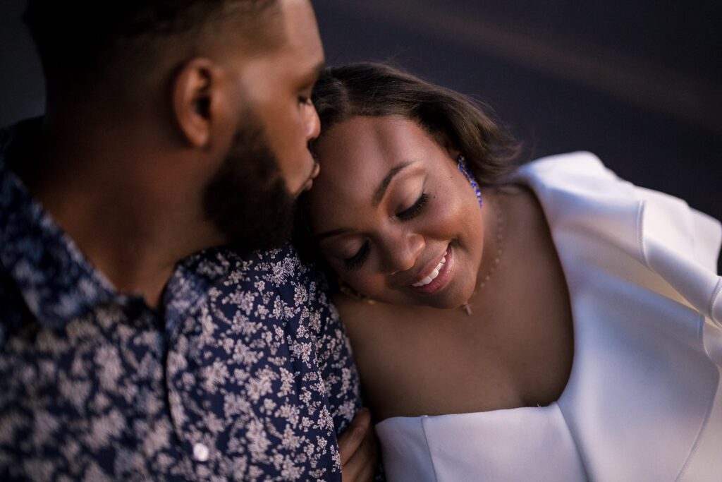 Anthony kisses fiance tierre on forehead