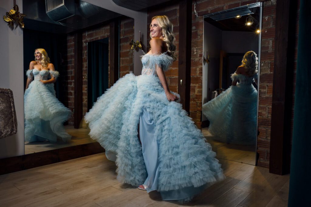 osage senior high girl blue prom dress