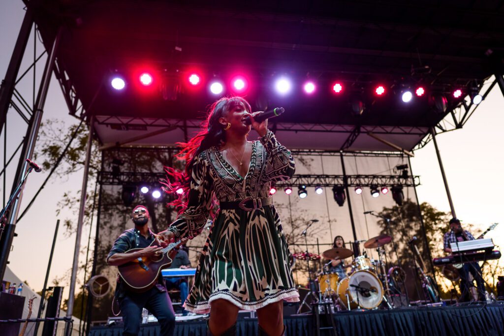 Mickey Guyton sings on stage