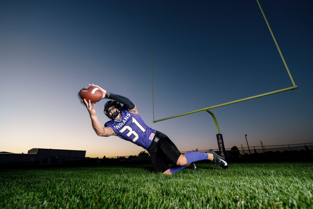 hallsville missouri high school senior football player dives to catch football