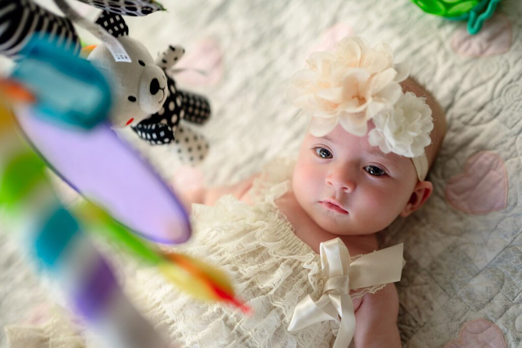 rainbow colors newborn big flower bow