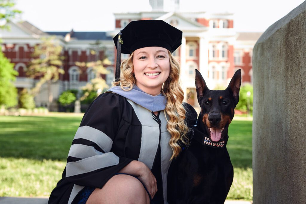 mizzou graduate student with dog