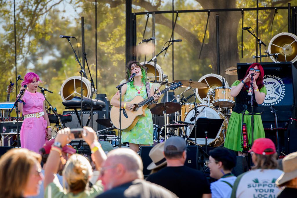 The Burney Sisters on stage at the Roots and Blues Festival in Columbia, Missouri.