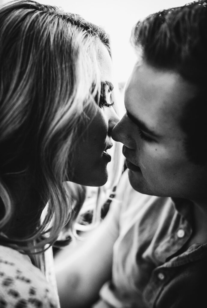 couple almost kissing