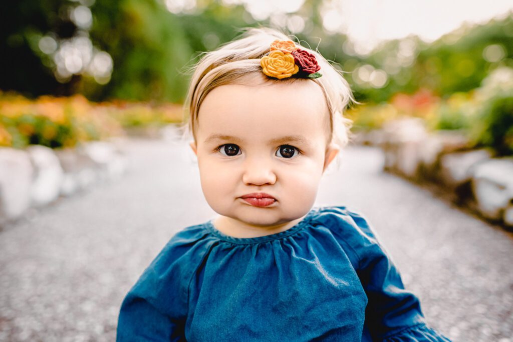 Cute baby with blue dress by schaefer photography