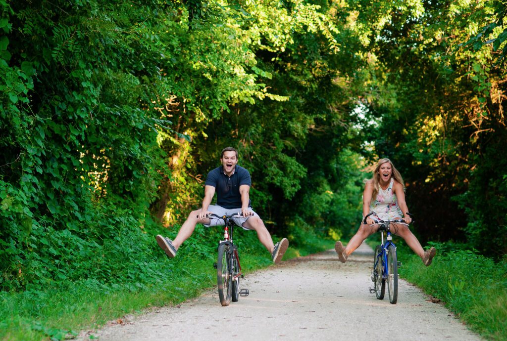 couple riding bike on Katy Trail