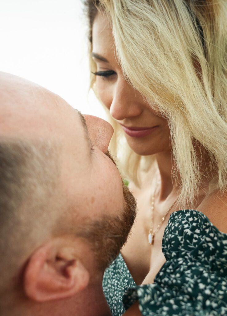 man gazing up at fiance