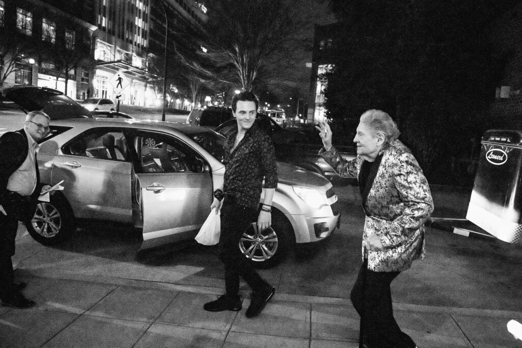 Jerry Lee Lewis and Jacob Tolliver leaving Peace Center