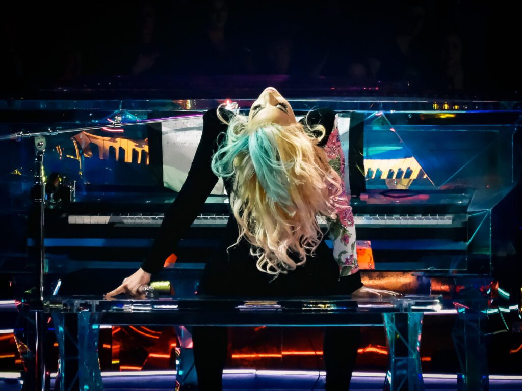 Lady Gaga at glass piano st louis