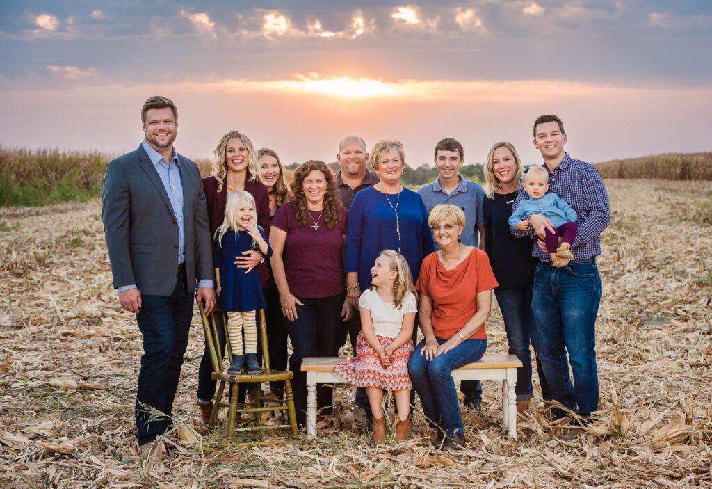 extended family in corn field near montgomery city missouri
