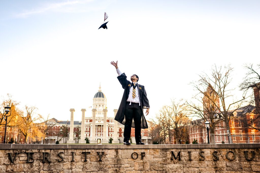 senior guy tosses cap mizzou