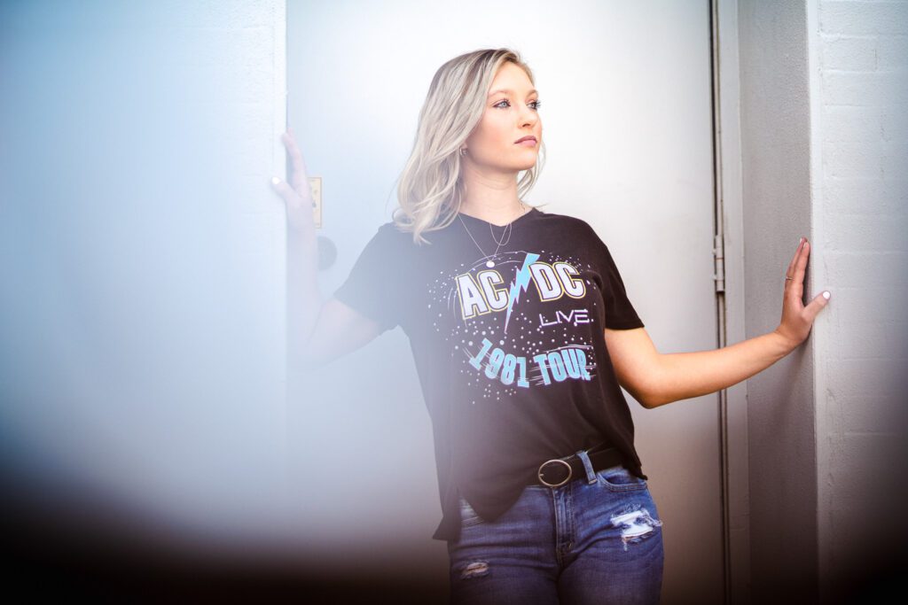 senior girl acdc shirt