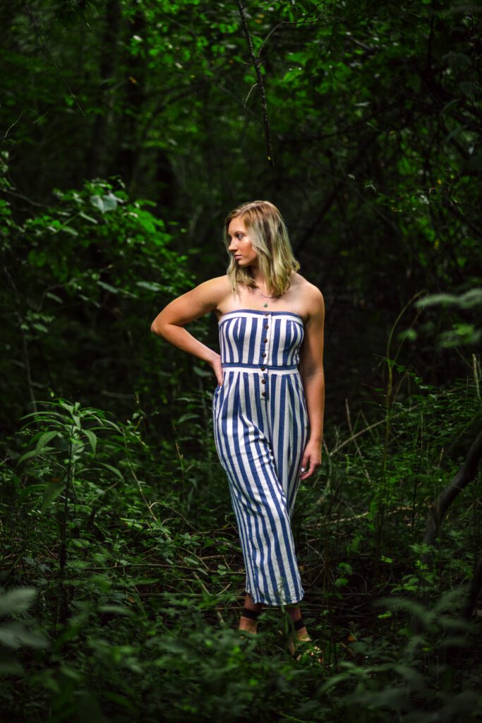 senior girl in woods