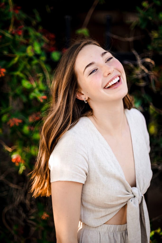 senior girl laughing