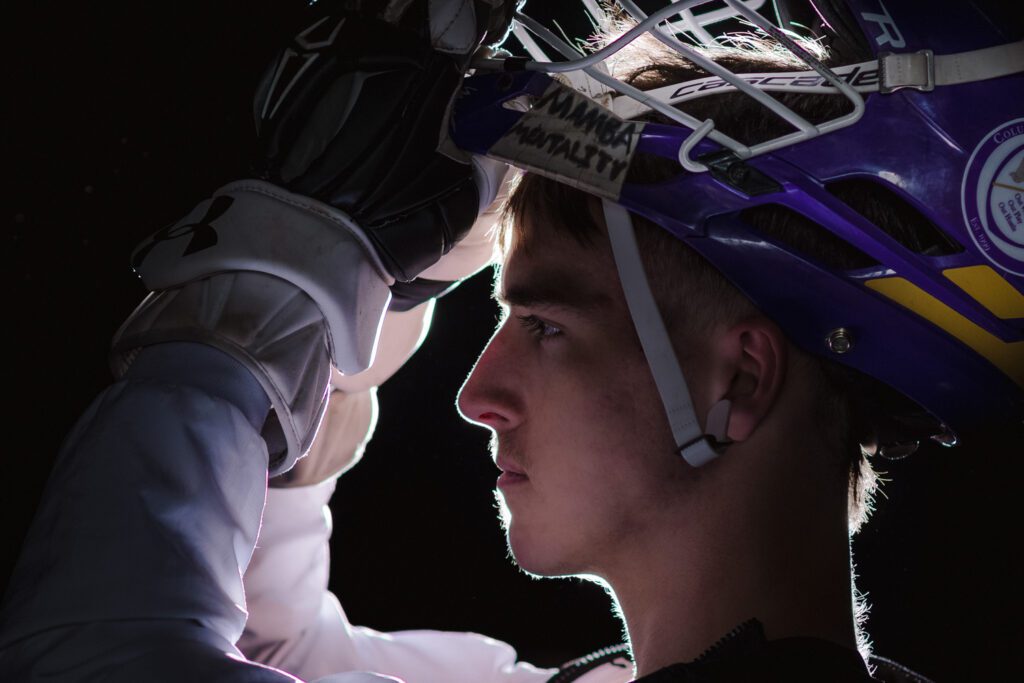 senior guy lacross helmet