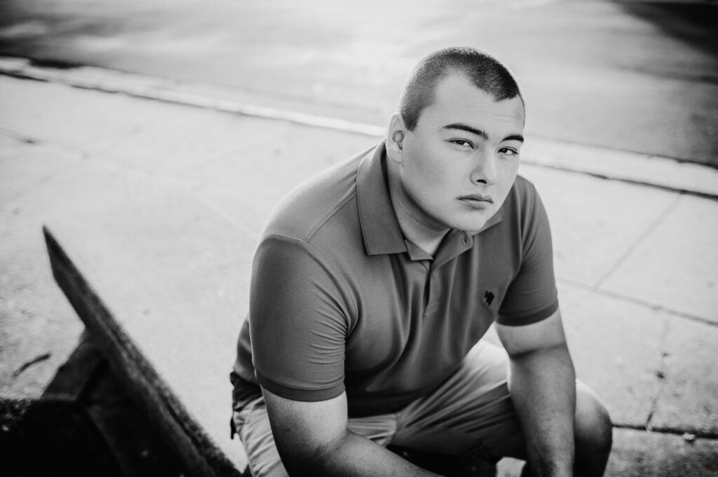 senior guy sitting on bench