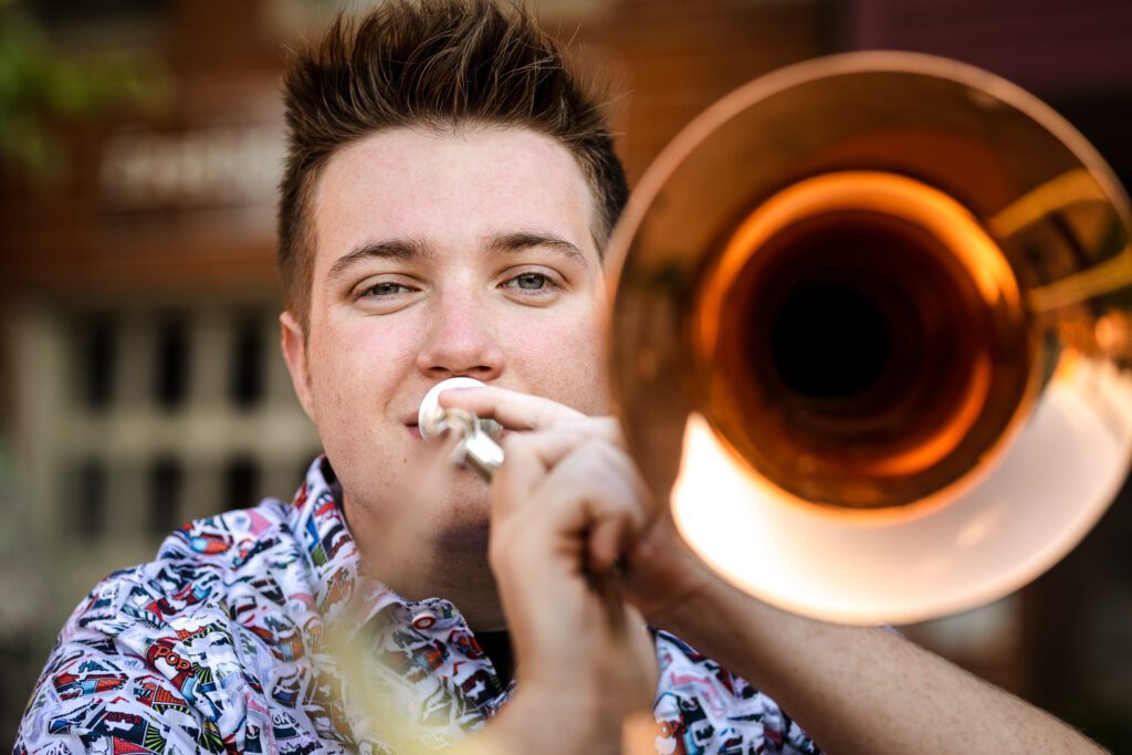 senior guy rose brass trombone