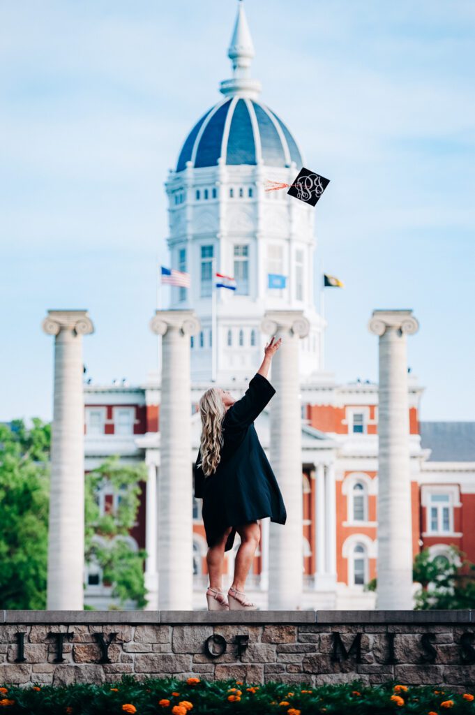 mizzou senior girl tossing cap in air