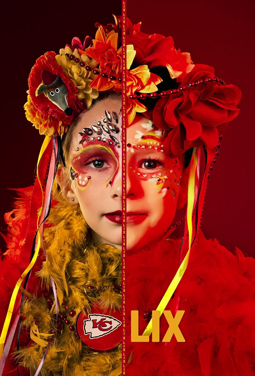 Chiefs Mardis Gras Split Screen portrait Schaefer Photography