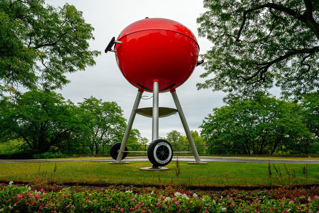 Giant red kettle weber grill at Weber Headquarters