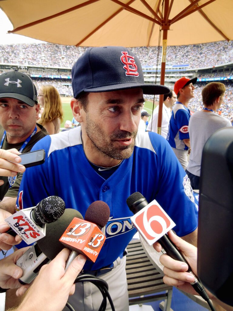 actor jon hamm talking to press kansas city