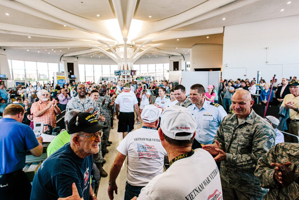 Honor Flight Veterans greeted at Southwest Terminal in Washington D.C.