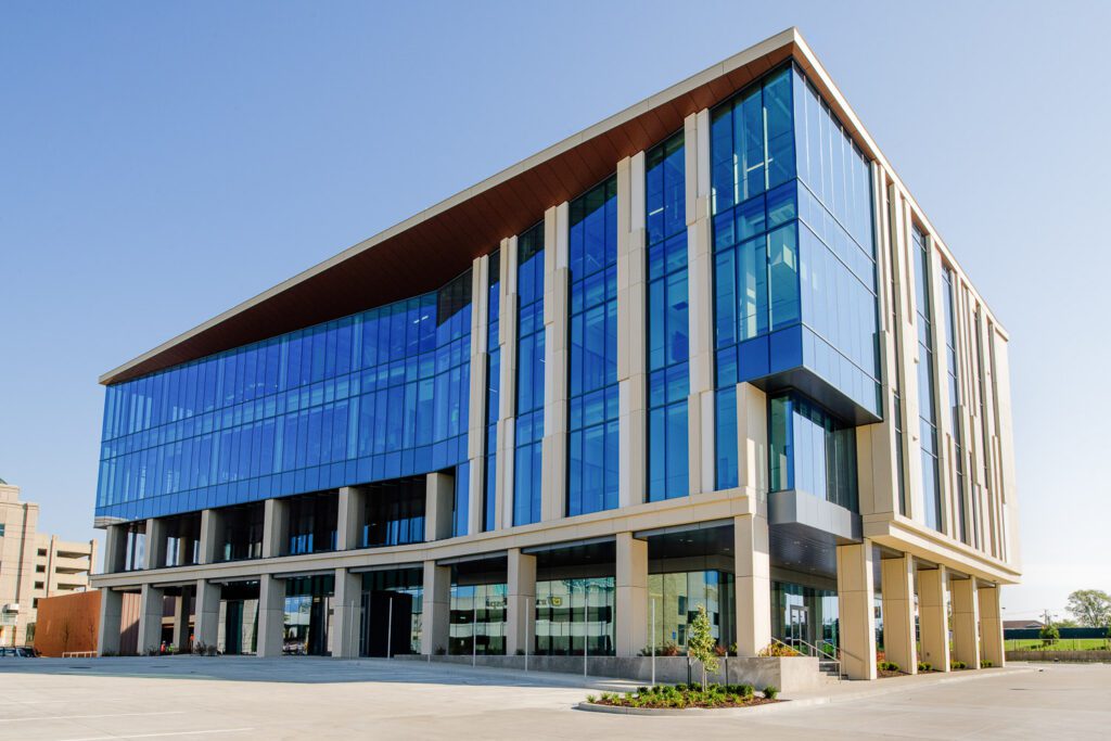 blue glass on mizzou nextgen building