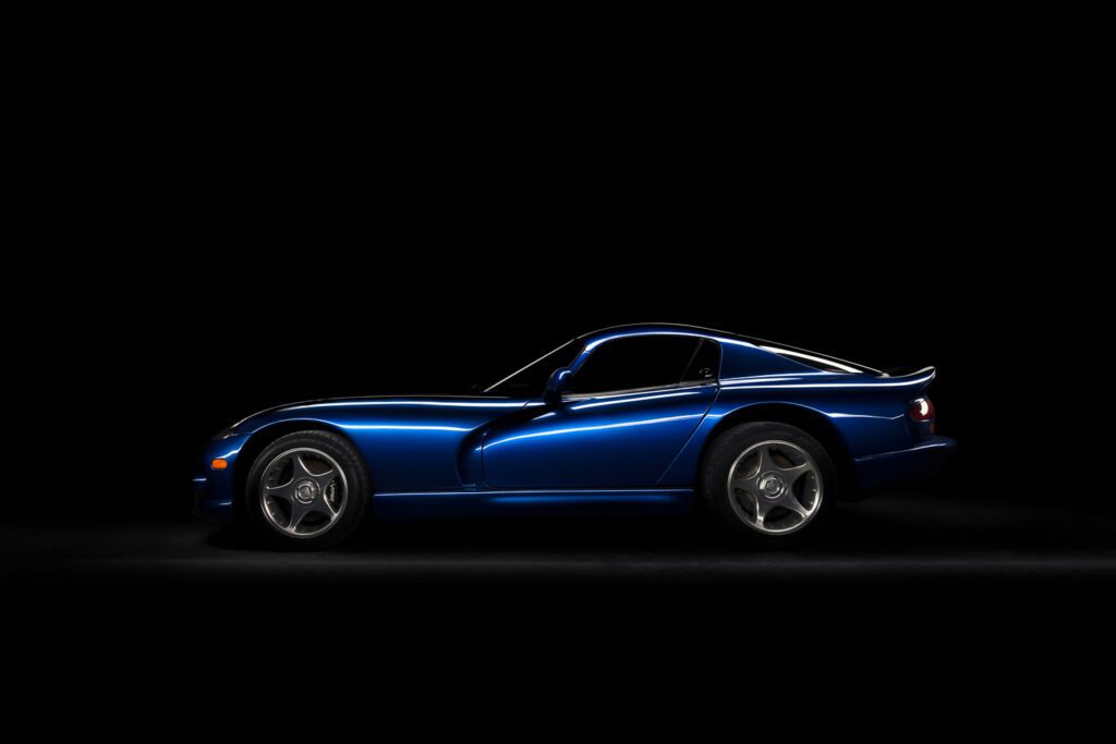 1996 Blue Dodge Viper Light Painting near Columbia, Missouri.