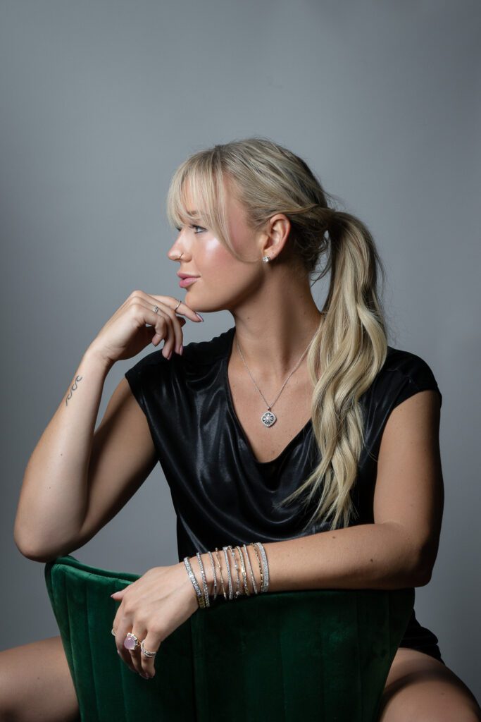 sophie cunningham of the phoenix mercury poses with diamonds and jewelry