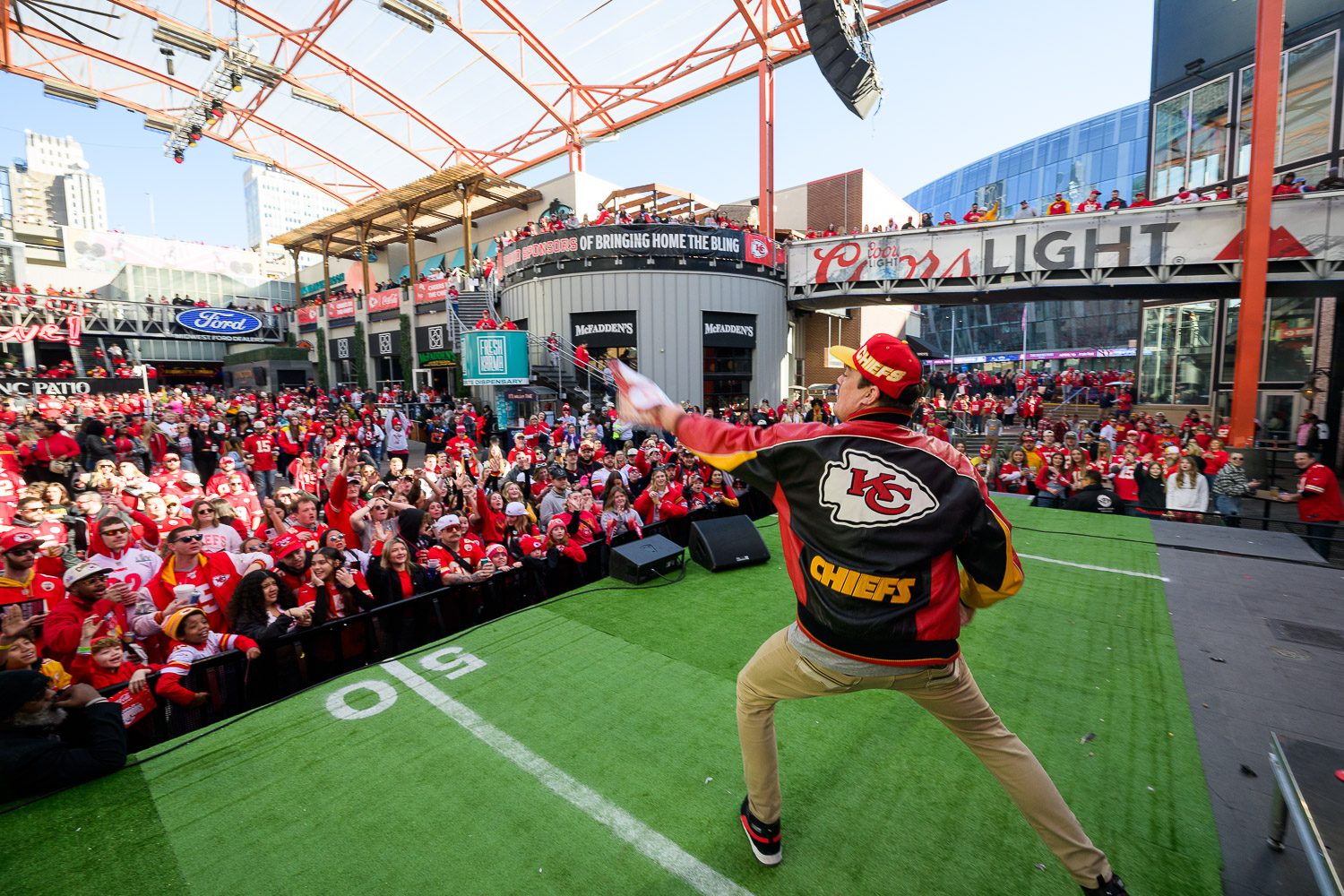 Kansas City Live Pep Rally Chiefs Superbowl on stage